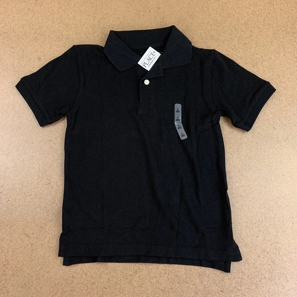 The Children's Place Boys Size Small 5/6 Black Uniform Pique Polo NWT